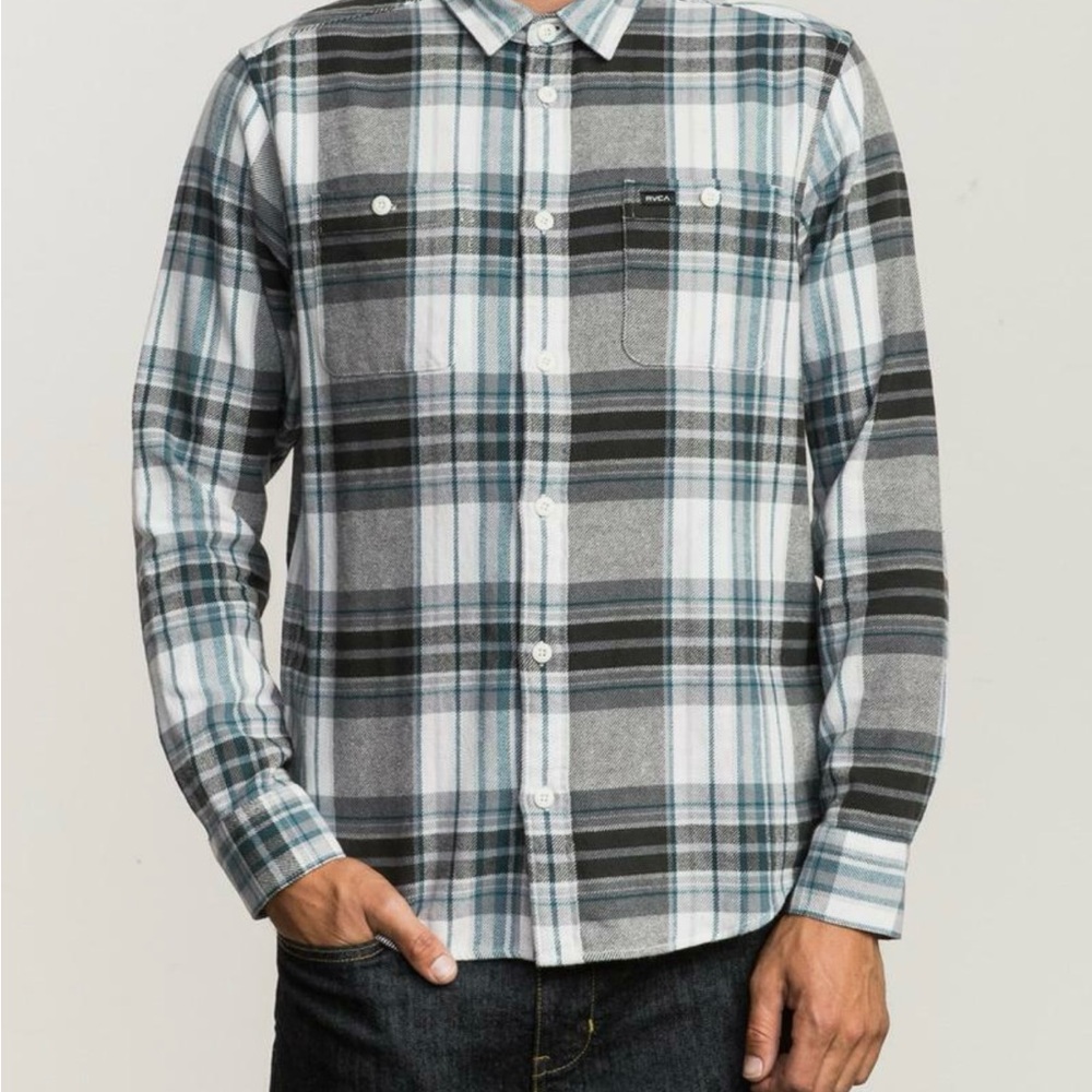 RVCA Men's Plaid Button-Down Shirt - Flannel